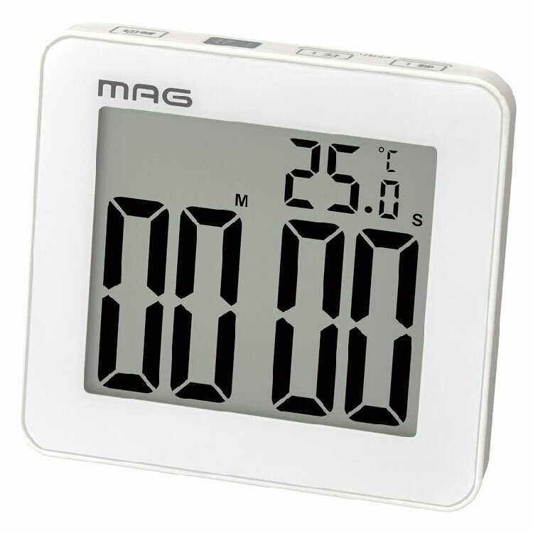 [18日夜!最大3000円OFFクーポン]時計 デジタル 置き時計 タイマー MAG 防塵 防滴 タイマー アクアミニット ホワイト TM-603 WH-Z時計 置き時計 置時計 デジタル 温度計 防水 勉強 学生 キッチン