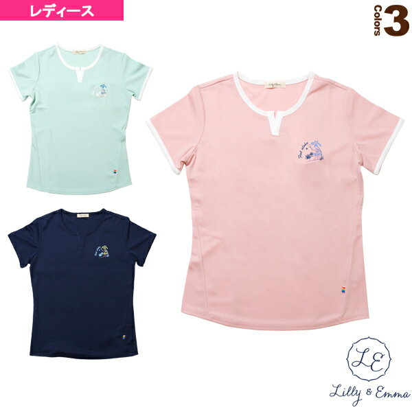 [Lilly ＆ Emma テニス・バドミントン ウェア（レディース）]FEEL ALOHA ワンポイントTシャツ／レディース（10197）