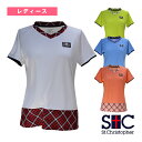 セントクリストファー テニス・バドミントンウェア(レディース) Vネックチェックゲームシャツ/レディース(STC-BDW2355)(4)