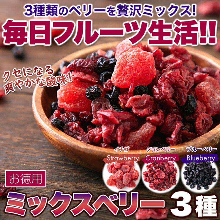【お徳用】ミックスベリー3種 500g SM00010880ドライフルーツ 乾燥果実 クランベリー いちご ブルーベリー ベリー アレンジ 朝食 お徳用 大容量[2606SO] 2