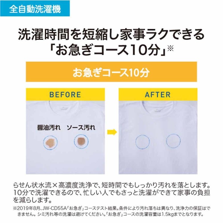 洗濯機ノンインバーター5.5kg JW-U55B JW-U55B(W)一人暮らし ミニマム 全自動 節水 Haier ホワイト ブラック[SA]