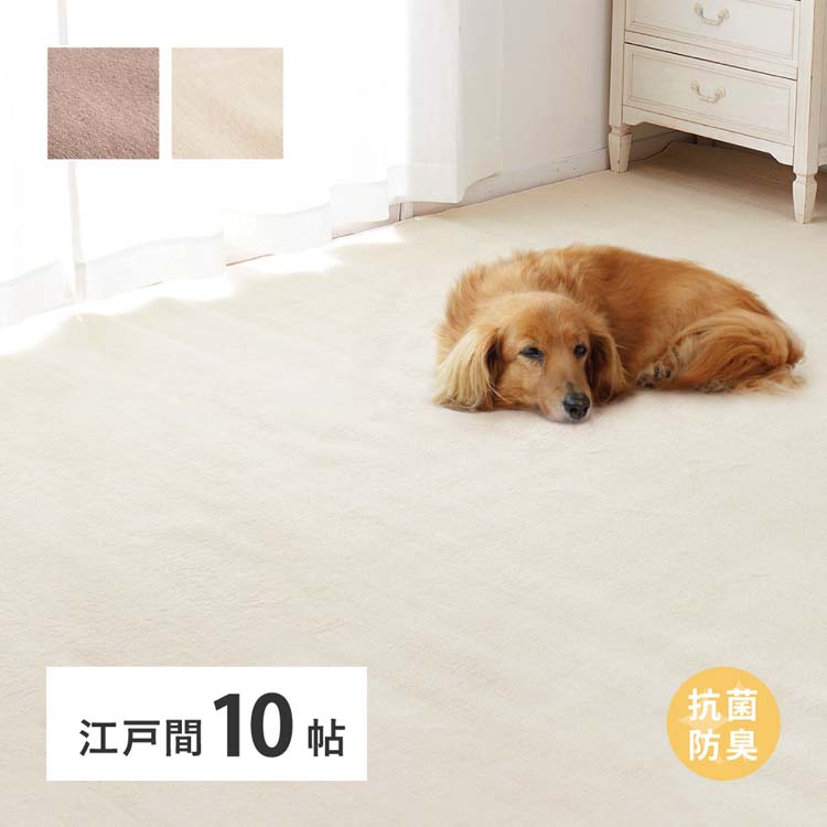 Rakuten - 柔らかパイルの抗菌カーペット　シエロ　江戸間10畳 600094590カーペット ラグマット 絨毯 江戸間 抗菌 防臭 ホットカーペット対応 リビング フローリング ブラウン アイボリー【TD】 【代引不可】