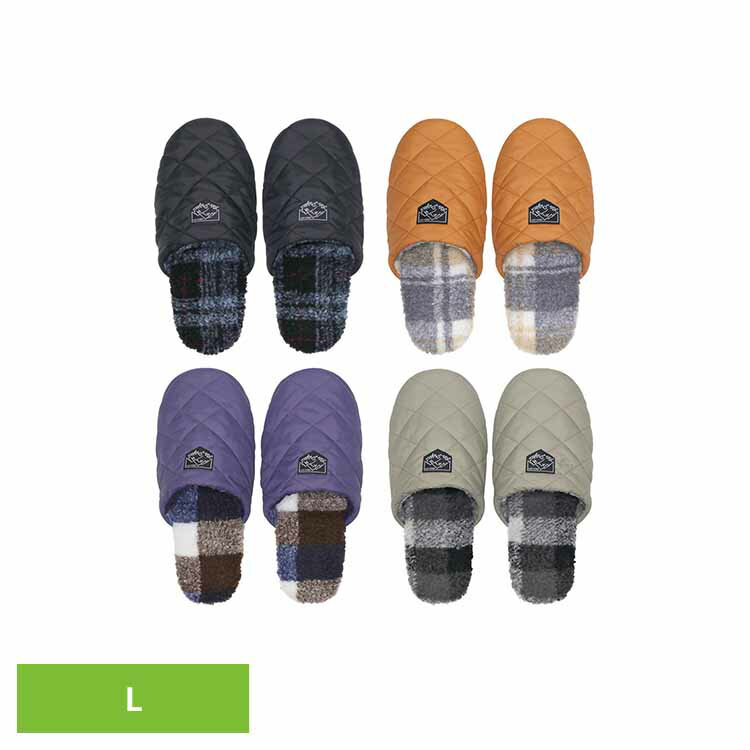 Rakuten - キルティングダウン調ソフトスリッパ L スリッパ 室内 キャンプ アウトドア おしゃれ 男女兼用 シンプル おそろい カジュアル プレゼント