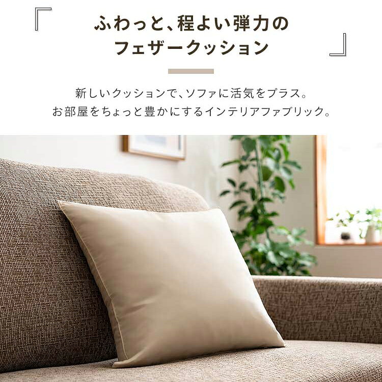フェザーヌードクッション 生成り 10106クッション 中身 フェザー 背当て 45角 インテリア スモールフェザー 45×45 ヌードクッション[2607SO] [2]