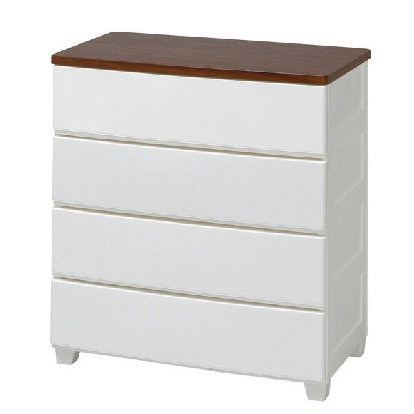 チェスト 4段 完成品 収納ボックス 収納ケース アイリスオーヤマ プラスチック 収納チェスト おしゃれ 引き出し 衣類収納 衣類収納ボックス 収納用品 タンス クローゼット 収納 ケース 押入れ ホワイト ブラウン 白 茶 幅73 ウッドトップチェスト MG-724 [3]