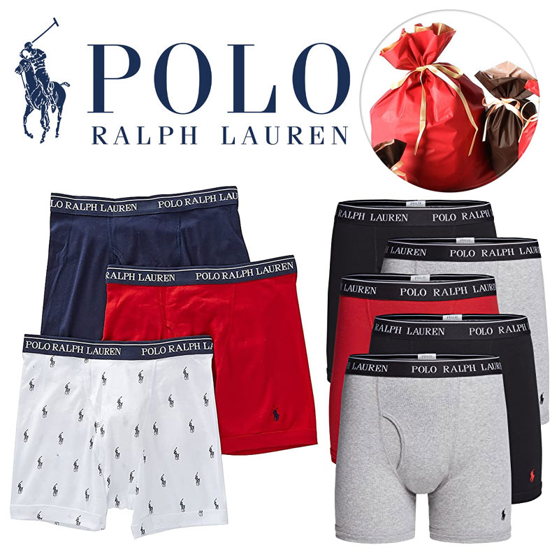 【SALE セール】【楽天ロジ便】3枚セット ポロ ラルフローレン POLO ボクサーパンツ メンズ 前開き セット 綿100％ 赤 おしゃれ 下着 無地 柄 ギフト ラッピング プレゼント 父の日 インポート