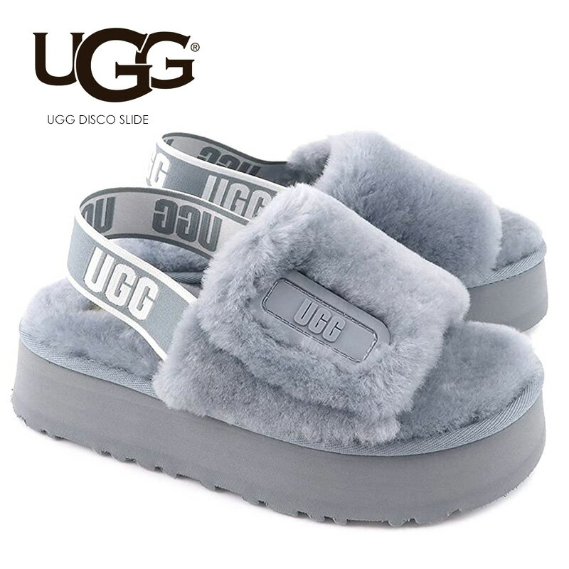 大特価★【ラスト2点】アグ UGG ファーサンダル レディース ディスコスライド DISCO SLIDE 1112258 靴 防寒 秋 冬 シープスキン ルームシューズ スリッパ 外履き 室内履き ブランド おしゃれ ふわふわ もこもこ プレゼント グレー 送料無料