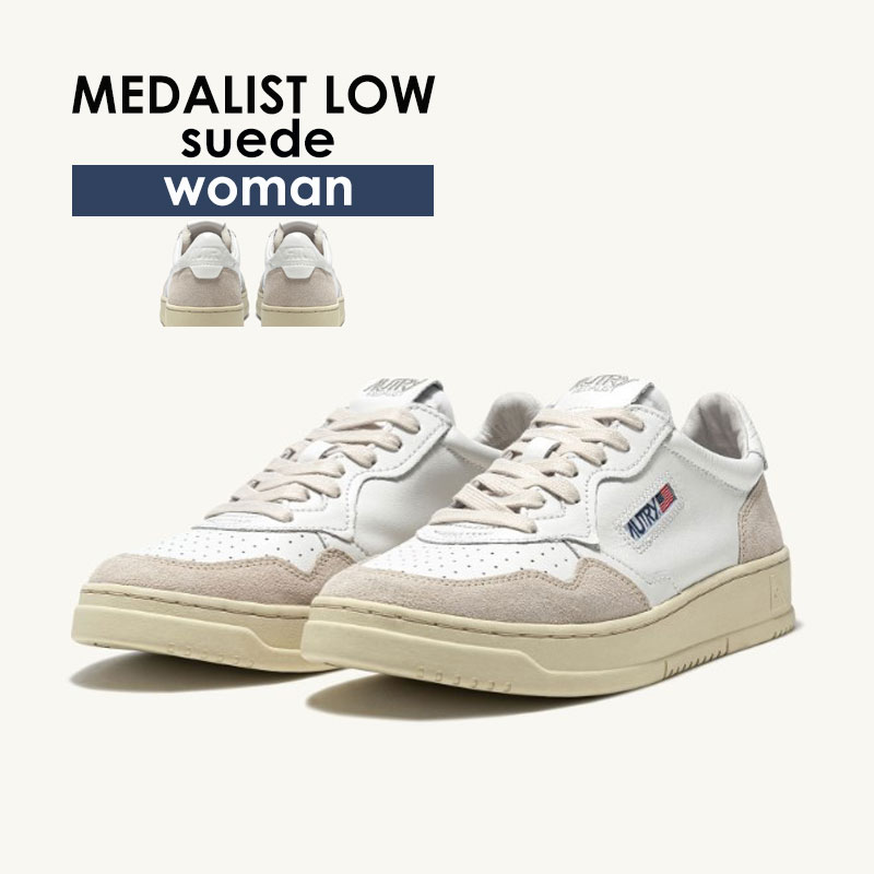 【レビュー記載でプレゼント】AUTRY オートリー MEDALIST メダリスト レディース スニーカー カーフスキン スエード ホワイト 春夏 シンプル 大人カジュアル ヴィンテージ LOW AULM LS33のサムネイル