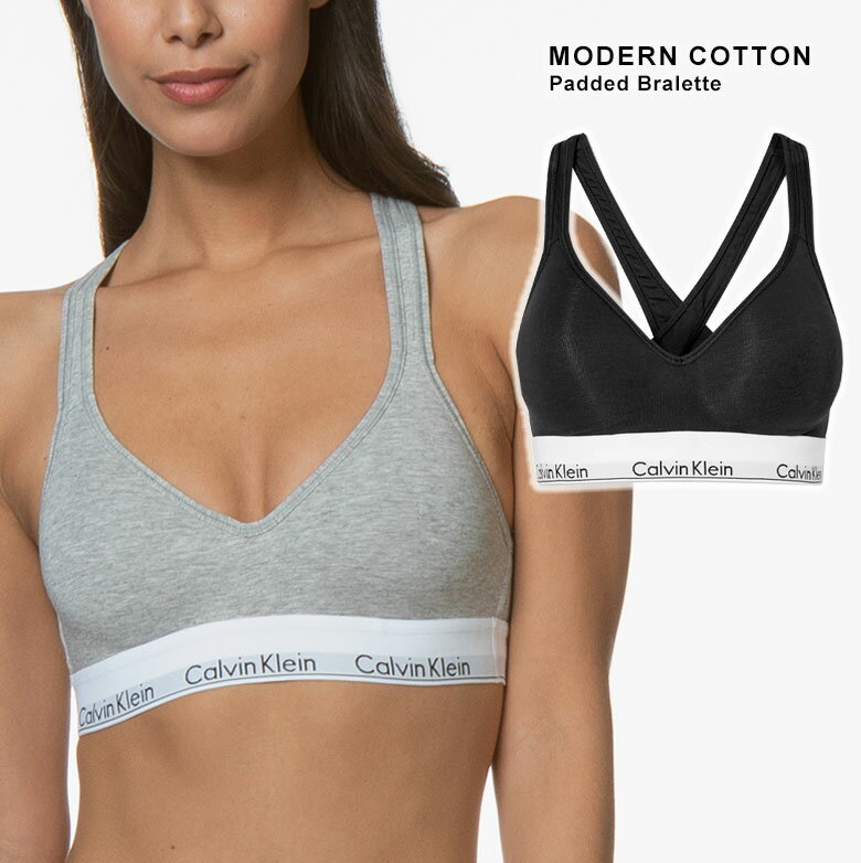 カルバン・クライン 【カップ付き】Calvin Klein PADDED BRALETTE カルバンクライン インナー ブラジャー ブラ ブラック グレー ノンワイヤー ロゴ レディース 下着 アンダーウエア おしゃれ シンプル