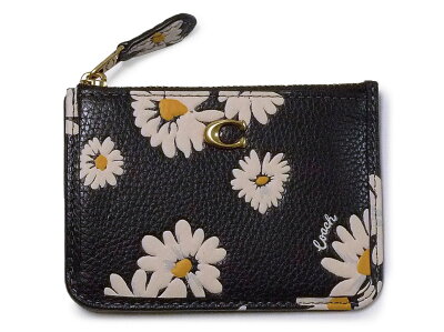 COACH コーチ CS040 ブラック 花柄 パスケース カードケース Floral Printed Leather Mini ID Skinny 革 シンプル 定番 レザー ブランド ギフト プレゼント