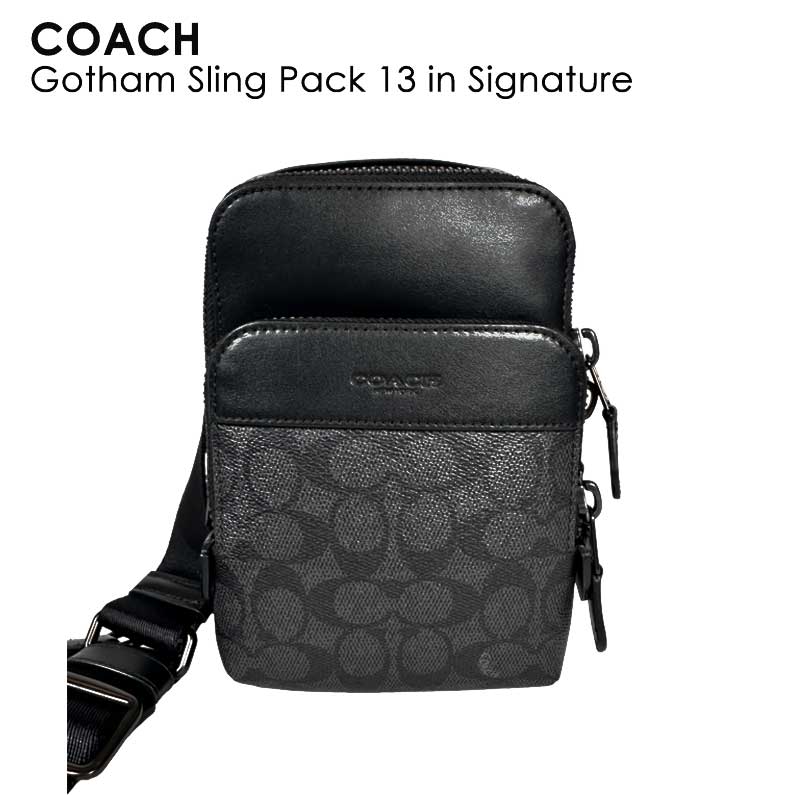 コーチ クロスボディ バッグ（レディース） SALE セール ★ COACH コーチ Gotham Sling Pack 13 in Signature ゴッサム スリング パック 13・シグネチャー キャンバス CC091 ショルダーバッグ ボディバッグ クロスボディ かばん 本革 革 レザー メンズ 大容量 ビジネス 仕事 ストラップ 肩掛け 斜め掛け コンパクト