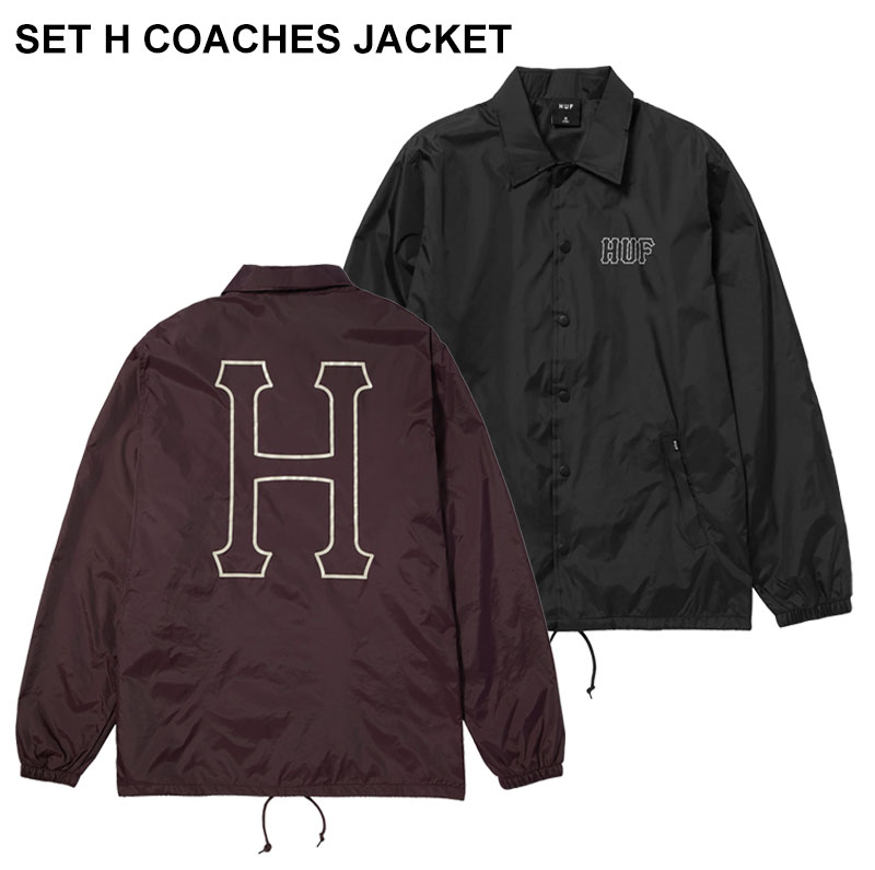 ハフ コーチジャケット メンズ HUF ハフ SET H COACHES JACKET JK00390 EGGPLANT BLACK コーチジャケット アウター ジャケット メンズ 長袖 ストリート スケボー スケート ブラック ボルドー 人気 送料無料 ギフト プレゼント