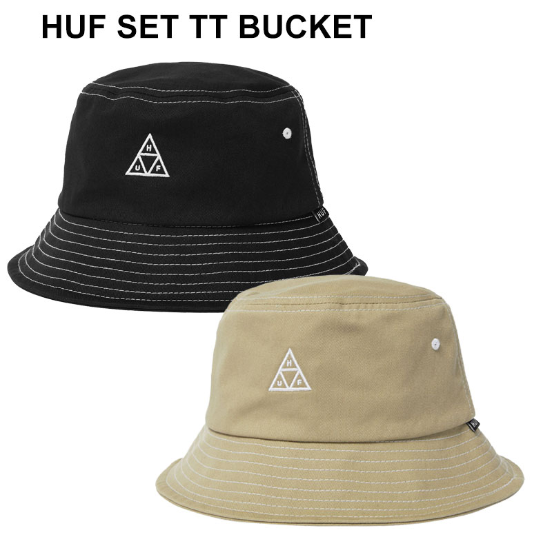 HUF ハフ SET TT BUCKET HT00717 BLACK WHITEOATMEAL ブラック ホワイト 白 黒 ユニセックス 刺繍 メンズ レディース バケット ハット ロゴ 帽子 おしゃれ カジュアル ストリート スケボー スケート シンプル 人気 送料無料 ギフト プレゼント