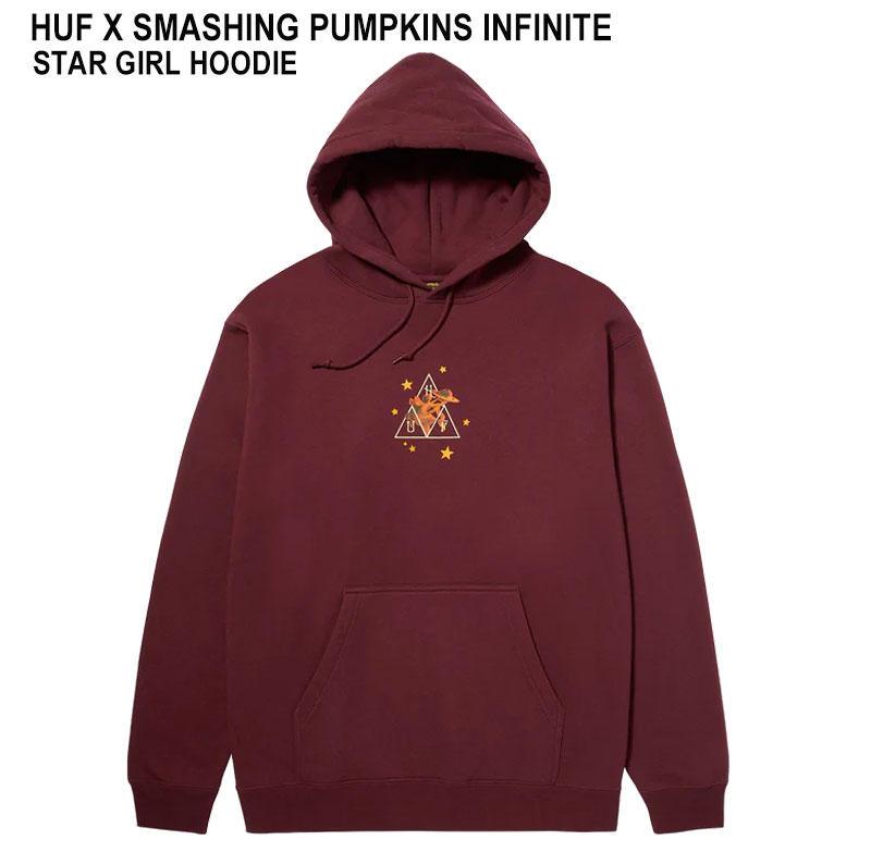 HUF ハフ INFINITE STAR GIRL P/O HOODIE PF00657 スマッシングパンプキンズ コラボ パーカー フーディー ボルドー メンズ ストリート スケボー スケート プリント 人気 送料無料 ギフト プレゼント