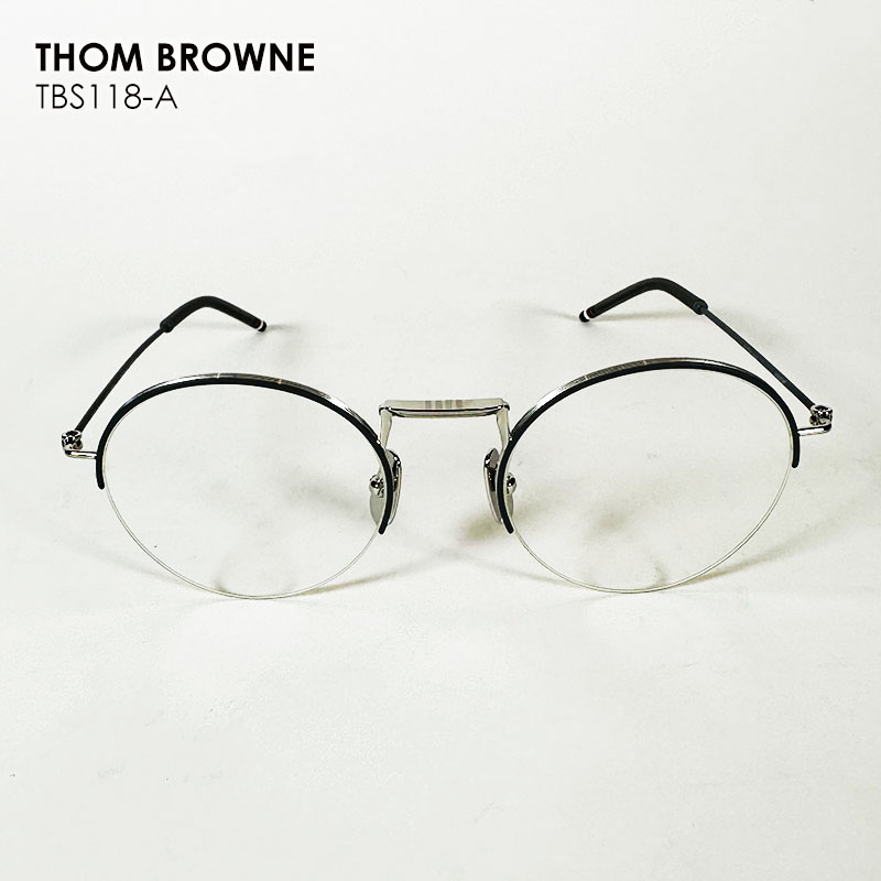 THOM BROWNE トムブラウン TBS118 メタルフレーム ラウンド 伊達メガネ メンズ レディース おしゃれ 大きい ブランド メガネケース 日本製 度なし 軽量 PCメガネ PC眼鏡 男女兼用 フレーム ギフト 送料無料 ギフト プレゼント