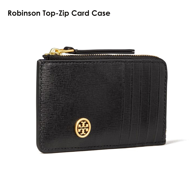 TORY BURCH トリーバーチ 87162 Robinson Top-Zip Card Case ロビンソン トップジップ カードケース ブラック レディース レザー