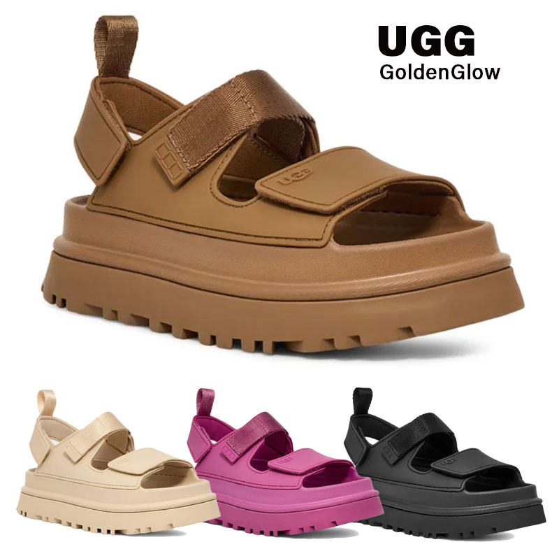 人気★即納【レビュー記載でプレゼント】UGG アグ 1152685 GoldenGlow ゴールデングロウ サンダル 厚底 軽量 ラバー レディース シューズ 靴 カジュアル ロゴ 室内 室外 アウトドア レジャー ギフト プレゼント