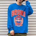 【LINE追加で500円OFF】クルーネック 長袖 BIG スウェット BRONX エンブレム メンズ 服 韓国 古着系 ビッグシルエット BIG Tシャツ アメカジ オーバーサイズ 大きいサイズ ストリート系 ストリート 韓国服 古着風 トレーナー