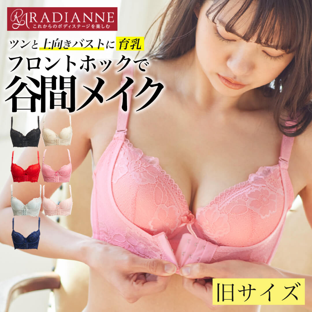 【旧サイズ】育乳ブラ ナイトブラ 小胸 フロントホック リフトアップ美胸ブラ ブラジャー aカップ ナイトブラ 育乳 バストアップ バスト 寄せ 谷間 ブラ 大きいサイズ 脇肉 脇高 設計 補正 全7色 全12サイズ ラディアンヌ