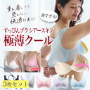 \毎月1日は1,000円OFFクーポン/ナイトブラ 昼夜兼用 ノンワイヤーブラ すっぴんブラ シアースキン 極薄クール 3枚セット 夏用 蒸れ 通気性 涼しい ...