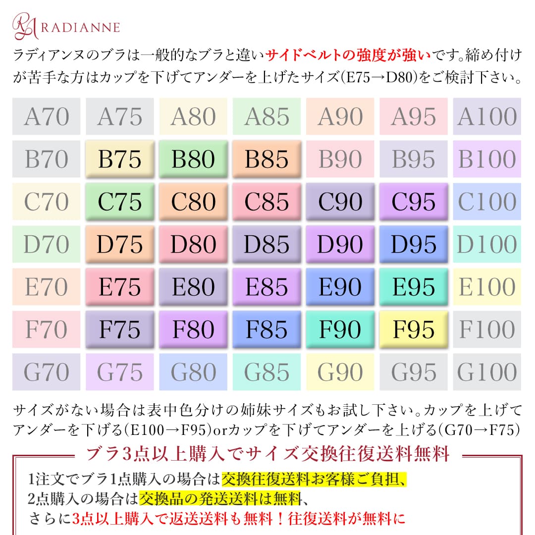 胸 小さく 見せる ブラ 大きいサイズ クラッシィワイヤレスブラ プルメリアレース ブラジャー フルカップ 胸を小さく見せるブラ 胸が小さく見えるブラ アンダー 脇肉 背中 スッキリ 脇高 設計 補正 補正下着 全8色 全23サイズ ラディアンヌ 2