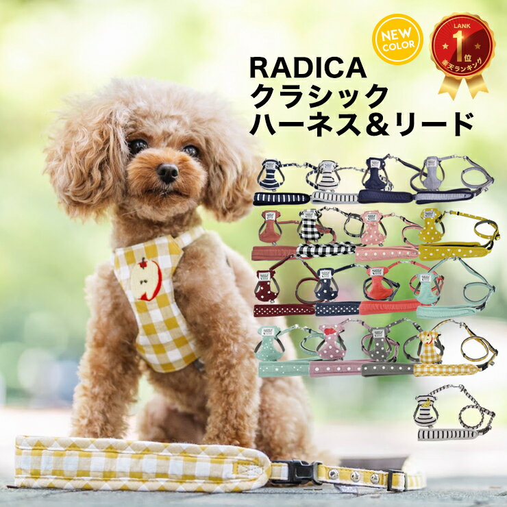 【犬具2点10％】犬 小型犬 犬用 ハーネス 犬具 胴輪 リードセット ラディカ radica 迷子防止 脱走防止 散歩 お出かけ 簡単装着 おしゃれ かわいい ブランド サイズ交換OK/返品不可 メール便可 RADICA+Y クラシックハーネス＆リード