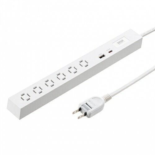 Rakuten - サンワサプライ スリムタップ（AC6個口・A1＋C1・PD33W・1.5m・ホワイト）TAP-SLIM6UC-15W