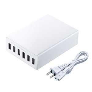 サンワサプライ ACA-IP67W USB充電器(6ポート・合計12A・ホワイト) サンワサプライ ACA-IP67W USB充電器(6ポート・合計12A・ホワイト)