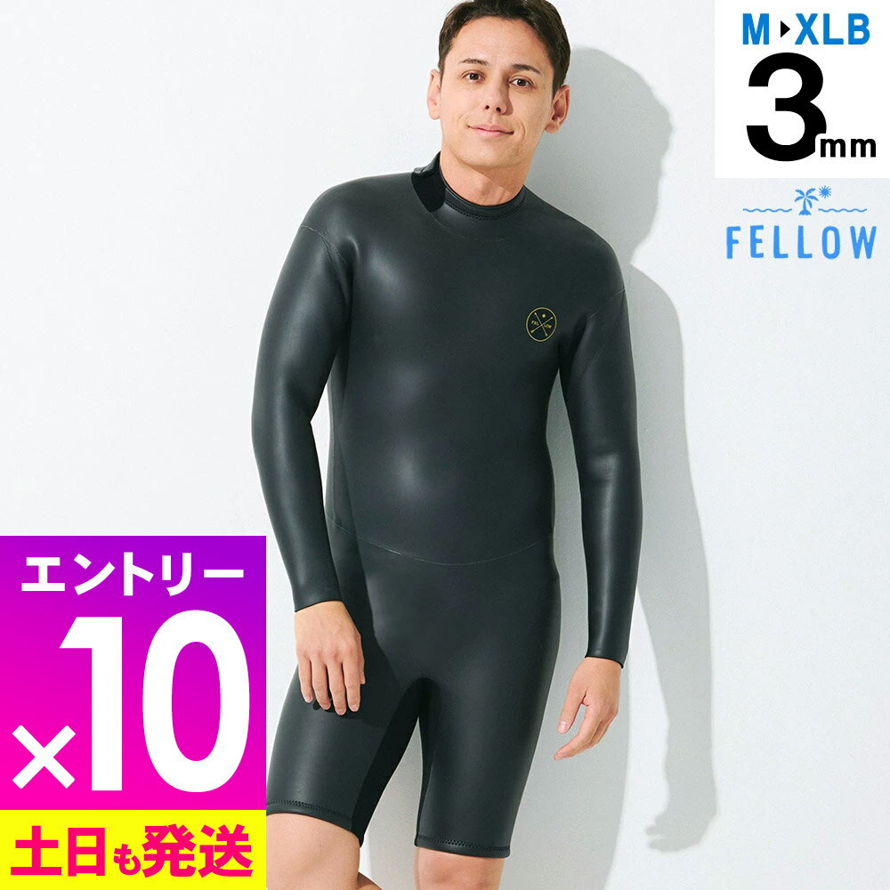 [感謝祭中エントリー10倍]メンズ ロングスプリング ALL3mm ウェットスーツ ロンスプ FELLOW スキン ラバー クラシック ウエット サーフィン ウエットスーツ 日本規格 大きいサイズ ロングスプリング バックジップ 20F-LS13