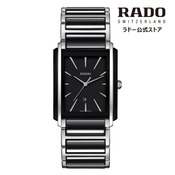 ラドー 【ラドー 公式】 腕時計 RADO Integral インテグラル クォーツ 31.0x41.1mm ブラック 文字盤 ハイテク セラミック ステンレススチール ブレスレット 50m防水メンズ腕時計 高級腕時計 スクエア 黒 バーインデックス ブランド ビジネス シンプル クラシック