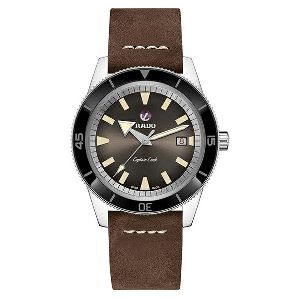 【ラドー 公式】 腕時計 RADO Captain Cook Automatic キャプテン クック オートマティック 自動巻 42mm ブラウン 文字盤 ステンレススチール ケース レザーストラップ 300m防水メンズ高級腕時計 機械式 革ベルト ダイバー 30代 40代 新社会人 ビジネス シンプル