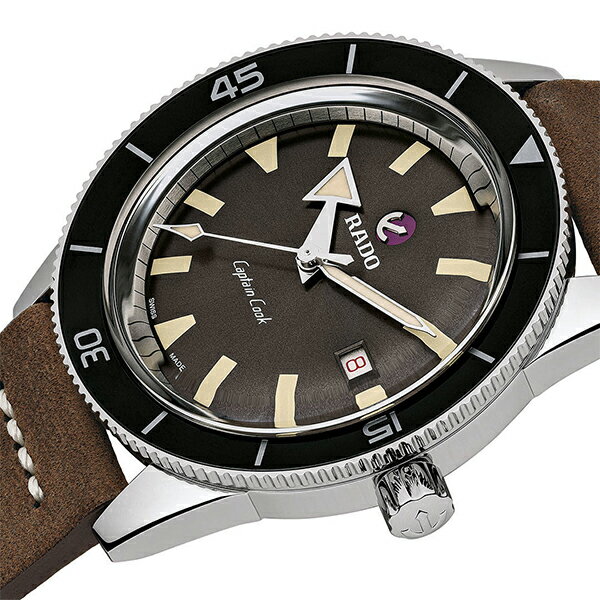 【ラドー 公式】 腕時計 RADO Captain Cook Automatic キャプテン クック オートマティック 自動巻 42mm ブラウン 文字盤 ステンレススチール ケース レザーストラップ 300m防水メンズ高級腕時計 機械式 革ベルト ダイバー 30代 40代 新社会人 ビジネス シンプル
