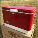 訳あり!コールマン Coleman 54QT クーラーボックス スチールベルトクーラー レッド/ホワイト
