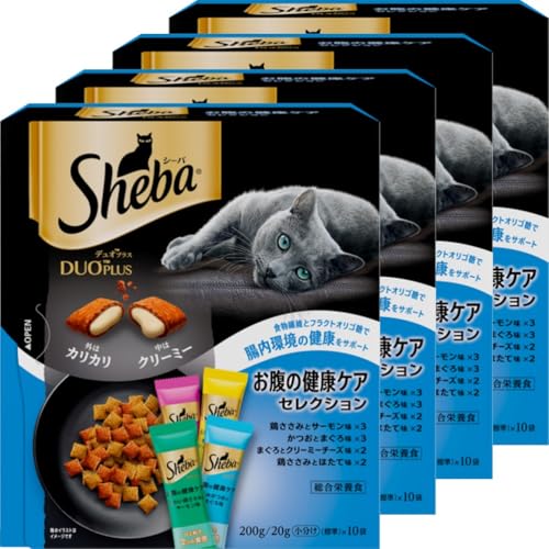 シーバ (Sheba) デュオプラス お腹の健康ケアセレクション 成猫用 200g(20g×10袋)×4個 キャットフード ..