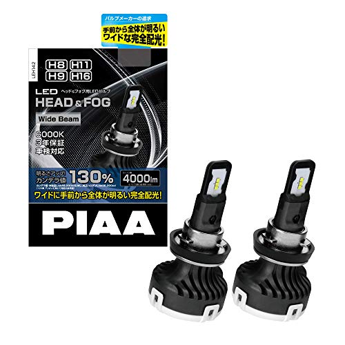 PIAA(ピア) 車用 バルブ ヘッドライト/フォグランプ用 LEDバルブ 6000K 4000lm※ H8/H11/H16 12V 2 送料無料