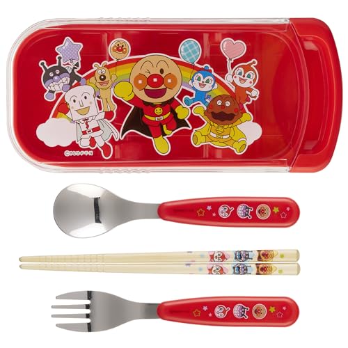レック アンパンマン 抗菌 スライド 3点セット (フォーク スプーン 竹箸) レッド/SIAA抗菌/なまえスペース付き/ 送料無料