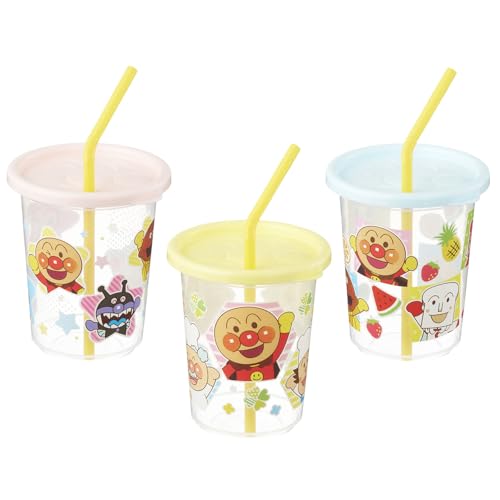 レック アンパンマン ストローカップ (Bタイプ) 3個入 / 容量270ml / 3色3柄セット / 日本製/フタつき/ストロー付/市 送料無料