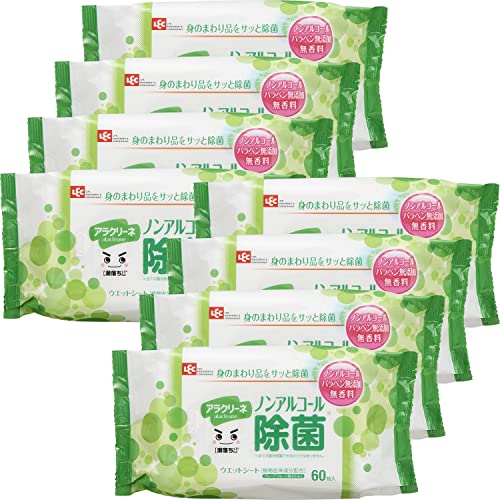 レック(LEC) レック アラクリーネ ノンアルコール除菌 ウェットシート 60枚入×8個 【激落ちくん】/ 日..