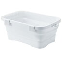 伊勢藤(ISETO) 洗い桶 キッチンソフトタブ ホワイト 6.6L 幅37.8×奥行24.0×高さ5.2~14.7cm 日本製 耐熱1 送料無料