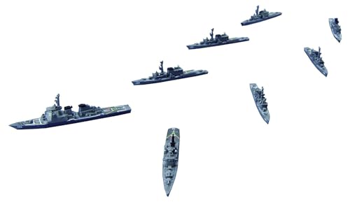 組み立てブルー/-/軍艦-37・組み立て、塗装が必要なプラモデル。別途、工具、塗料等が必要。・スナップフィットで、接着剤は不要です。・(b)対象年齢 :(/b)15才以上蒸気タービンとガスタービン艦の両方が配置されていた時代を再現！ 海上自衛隊初のDDH「はるな型」や複数艦配置されていた「ゆき型」を新金型で起用。 四方を海に囲まれた日本の領土領海を守る「海上自衛隊の艦艇」を手軽に集めて・そろえて楽しむシリーズ！ 成型色は海自艦艇のグレーを模しており、最小限の部品点数にまとめた組立を容易とする設計としています。 年次により毎年変更される編成に合わせた内容のセット構成で、艦艇を彩る艦番号や標識も付属デカールで精密に再現。 製品は1998年の編成艦艇にそった第4護衛隊群所属の8隻で構成しています。 はるな型1隻・こんごう型1隻・たちかぜ型1隻・はつゆき型5隻の4クラスを収録。 展示用海域として海面プレート（ブルー成型色）が2枚付属 展示用情景として陸地（グリーン）が付属。 付属するデカールには、艦番号や旧タイプの着艦標識など水線上を彩るマーキングを収録。 「DDG176ちょうかい」は専用の前部の戦闘通路（デカール）、ヘリ甲板枠線をサービス収録。 【集める軍艦】シリーズは、太平洋戦争での日本海軍が中心となって発生した海戦や作戦を複数の艦艇とともに、手軽に編成再現できるシリーズです。 塗装は主に筆塗りで行う仕様で、最小限の部品点数にまとめた組立を容易とする設計です。 集める軍港シリーズとともに艦艇を集め史実に沿ったシーンを再現する製品です。 艦艇は接着剤いらずのスナップフィット式設計で、付属する海面パネルの上に展示してお楽しみいただけます。 ※この商品は、組み立て、塗装が必要なキットです。 ※組み立て、塗装には別途、接着剤や工具等が必要です。 (.co.jpより)