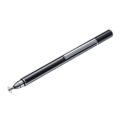 ブラック/-/PDA-PEN49BK・パッケージ個数:1・ディスクタイプで、ペン先が見えやすく、細かい操作ができます。・タブレット、スマートフォンなどの快適な操作が可能です。（一部の機種を除く）・胸ポケットなどに差せるクリップ付きです。・サンワサプライ製液晶保護フィルムを貼った状態でも操作可能です。※貼っていない状態よりは反応が鈍くなる場合があります。●ディスクタイプで、ペン先が見えやすく、細かい操作ができます。 ●タブレット、スマートフォンなどの快適な操作が可能です。(一部の機種を除く) ●胸ポケットなどに差せるクリップ付きです。 ●サンワサプライ製液晶保護フィルムを貼った状態でも操作可能です。 ※貼っていない状態よりは反応が鈍くなる場合があります。 ■カラー:ブラック ■サイズ:長さ/130mm 直径/12mm 先端部直径/7mm ■重量:18.6g ■材質:ペン先/ディスクタイプ 本体/アルミニウム ■セット内容:本体×1、取扱説明書