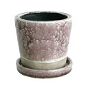ダルトン(Dulton) 植木鉢 プランター 4号 ライトパープル 受け皿付き 穴あり 陶器鉢 カラー 園芸用品 高さ11cm 上部:φ 送料無料