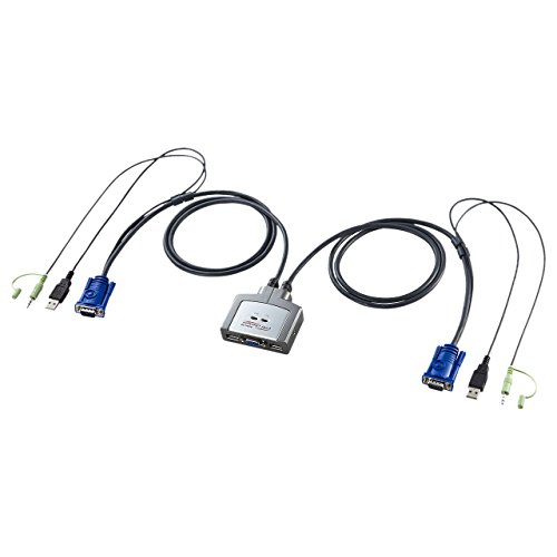 USB対応・ノートパソコン対応・3.5mmステレオミニジャック付-/-/SW-KVM2AUUN・Style:USB対応・ノートパソコン対応・3.5mmステレオミニジャック付PatternName:単品・パッケージ個数:1・【対応キーボード】:USBキーボード・【対応マウス】:USBマウス・【対応ディスプレイ】:ミニD-sub(HD)15pinコネクタを持つマルチスキャンディスプレイ・【対応解像度】:解像度2304×1440ドットまで表示可能。(DDC2B対応)・【対応スピーカー・マイク】:3.5mmステレオミニプラグ接続のスピーカーもしくはマイク(同時に接続することはできません)・1組のUSBキーボード・USBマウス・ディスプレイ・スピーカーで2台のパソコンを切り替えて使用できます。 ・ケーブル一体型のコンパクトタイプなので設置の際に場所をとりません。 ・切り替え方法は[Ctrl]キーを2回押すだけの簡単操作。瞬時に2台のパソコンを切り替えます。 ・接続されたパソコンの電源を入れたまま、コンソールの切り替えが可能です。 ・キーボードポートをエミュレーションしているため、再起動(リブート)時にポートを切り替えなくても完全起動が可能です。 ・接続された2台のパソコンを同時に起動することが可能です。 ・ソフトウェアのインストールが不要で接続するだけで切り替えて使用することができます。 ・オートスキャン機能搭載で接続されたパソコンを自動で切り替えて、各パソコンを監視することが可能です。 ・高解像度2304×1440ドットまで表示可能です。 ・パソコンのUSBポートより電源を供給し動作するためACアダプタが不要です。 (ご注意) ※ゲーミングキーボードなどのNキーロールオーバー機能を搭載したキーボードは動作対応しません。 ・対応解像度:解像度2304×1440ドットまで表示可能。(DDC2B対応) ・インターフェース: 【パソコン用】 ディスプレイ/ミニD-sub(HD)15pinオス×2 キーボード・マウス/USB Aコネクタオス×2 スピーカー/3.5mmステレオミニプラグ×2 【コンソール用】 ディスプレイ/ミニD-sub(HD)15pinメス×1 キーボード/USB Aコネクタメス×1 マウス/USB Aコネクタメス×1 スピーカー/3.5mmステレオミニジャック×1 ・消費電力: 動作電圧-USBポートから電源供給/DC+5V 消費電流/280mA(最大) ・切替方式: ホットキー切り替え(パソコンAとBを切り替え)[Ctrl]キーを2回連続して押す。※ただし同じCtrlキー ・動作時温度・湿度:温度/0~50℃ 湿度/80%以下(結露なきこと) ・保管時温度・湿度:温度/-20~60℃ 湿度/80%以下(結露なきこと) ・サイズ:W77.8×D68×H24mm(本体サイズ) ・ケーブル長:1.2m ・重量:348g ・付属品:取扱説明書(書付き)