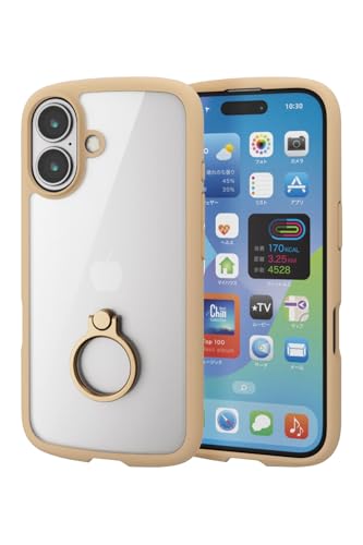 エレコム iPhone 16 ケース クリア 耐衝撃 衝撃吸収 リング付き ハイブリッド 薄型 軽量 ストラップホール付き 全周エアーク 送料無料