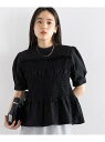 【WOMENS】パフスリーブ/ペプラムシャーリングブラウス RAGEBLUE レイジブルー トップス シャツ・ブラウス ブラック ホワイト【先行予約】*【送料無...
