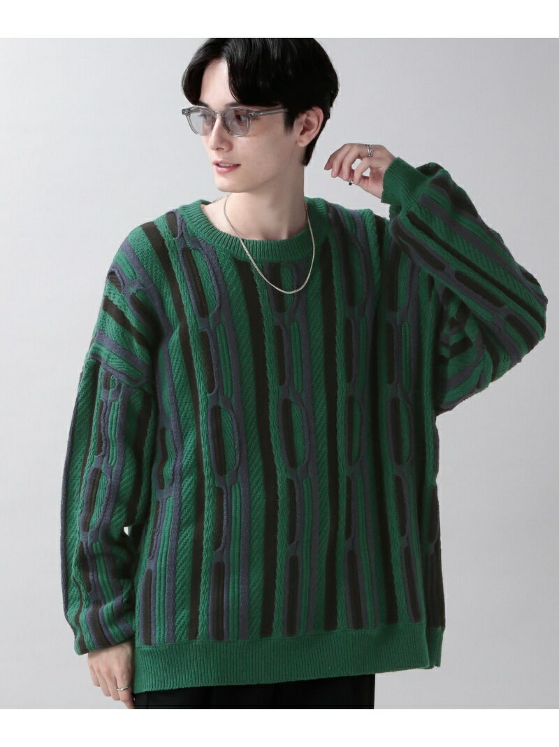 【SALE／50%OFF】(M)レトロジャガードニットCN RAGEBLUE レイジブルー トップス ニット グリーン ブルー ホワイト【RBA_E】[Rakuten Fashion]のサムネイル