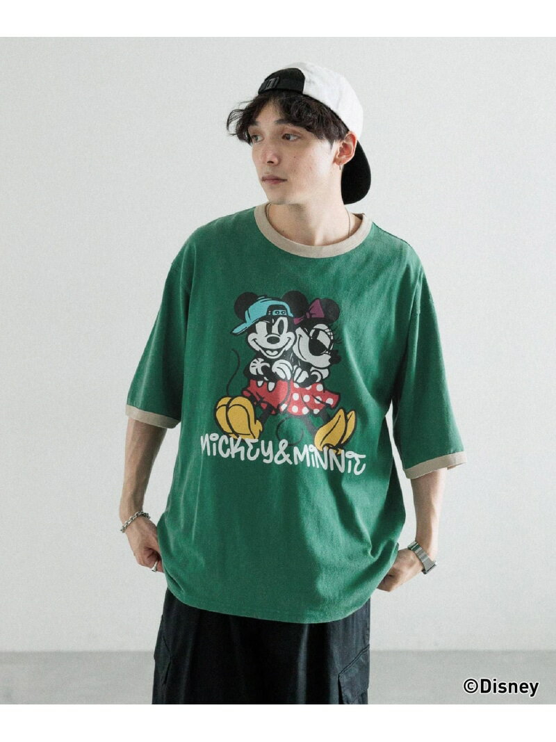 レイジブルー 服 メンズ 【SIGNAL SPORTS】Disneyコラボ/オーバーサイズリンガーTシャツ RAGEBLUE レイジブルー トップス カットソー・Tシャツ グリーン ホワイト【送料無料】[Rakuten Fashion]