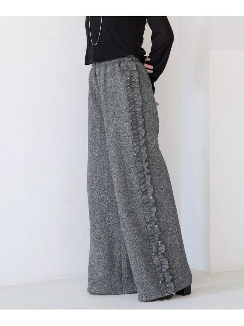 【SALE／30%OFF】サイドフリル/ラメスウェットワイドパンツ RAGEBLUE レイジブルー パンツ その他のパンツ グレー ブラック【RBA_E】【送料無料】[Rakuten Fashion]のサムネイル