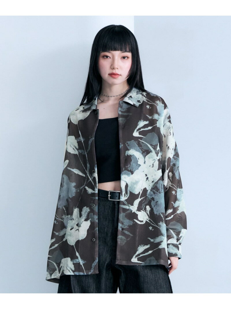 Rakuten - カラミ編み/スカシフラワー柄シャツ RAGEBLUE レイジブルー トップス シャツ・ブラウス グレー ブラック ホワイト【送料無料】[Rakuten Fashion]