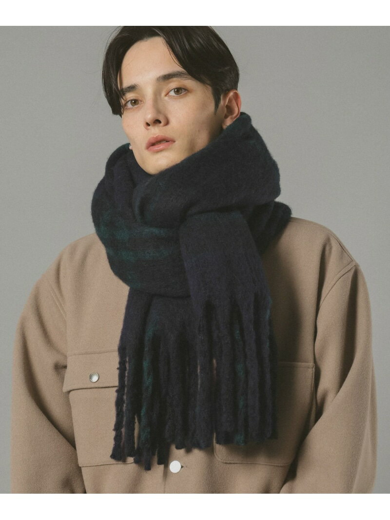 ＜先行予約＞【ウォッシャブル】チェック柄ボリュームフリンジマフラー RAGEBLUE レイジブルー ファッ..